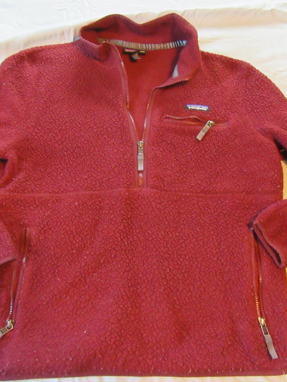 Womens Vtg Patagonia 1/2 Zip Pullover Fleece Sweater Sz L Red